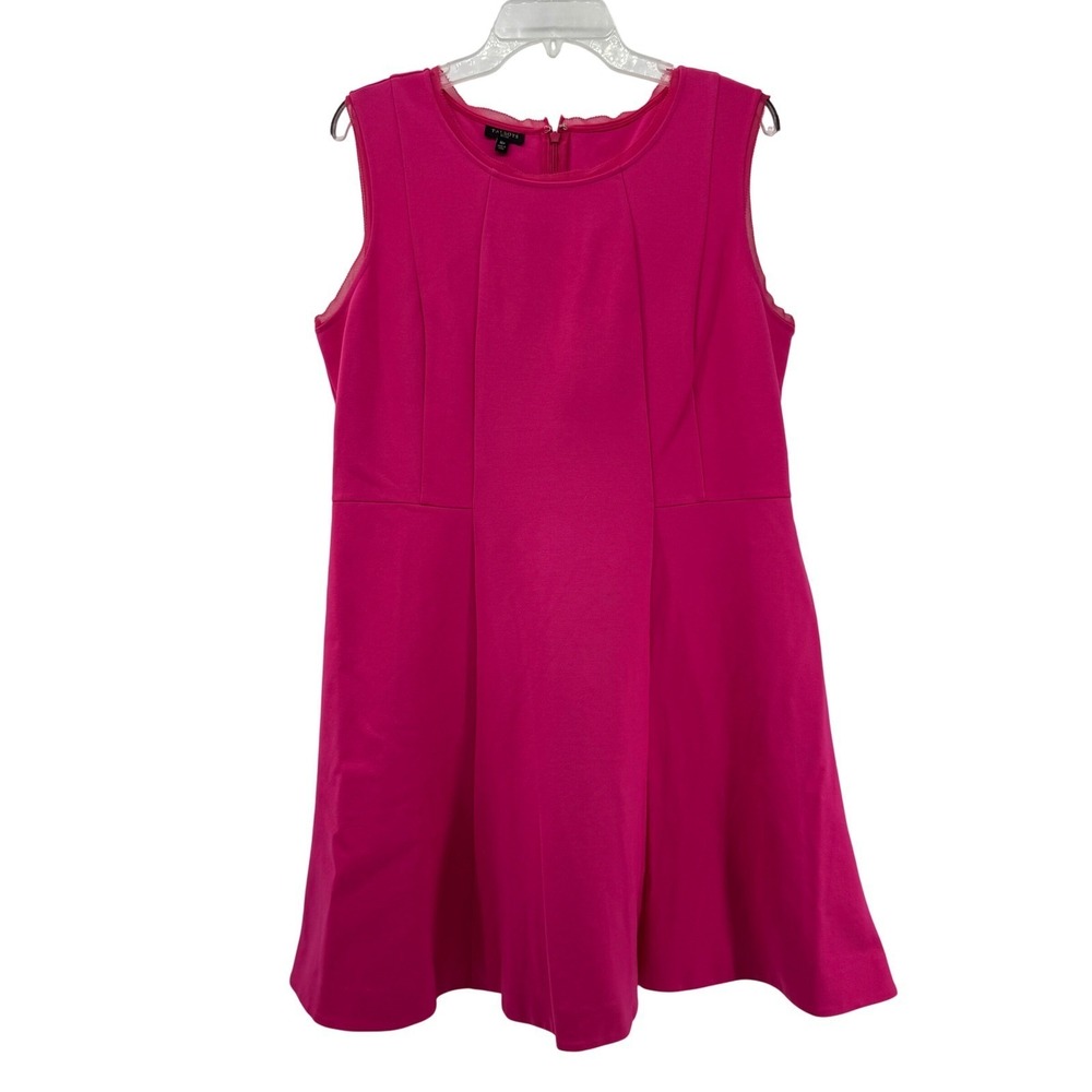 Talbots Dress Womens 16P Fit & Flare Pink Lace Trim‎ Sleeveless Petite EXCELLENT